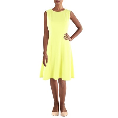

Желтое женское платье-футляр без рукавов DKNY Scuba Midi  BHFO 5319, Желтый