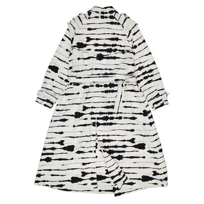 Pre-owned Burberry Ladies Cut-out Detail Watercolour Print Trench Coat In White