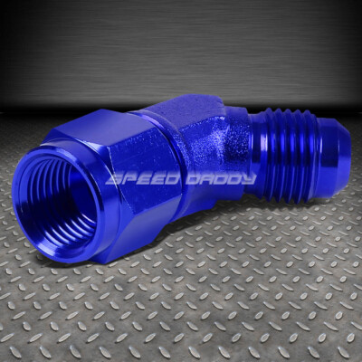 8AN AN-8 1/2 МУЖСКОЙ ЖЕНСКИЙ 45-ГРАДУСНЫЙ ШТУЦЕР ДЛЯ ПЕРЕГОРОДКИ С СИНЕЙ АЛЮМИНИЕВОЙ ОТДЕЛКОЙ