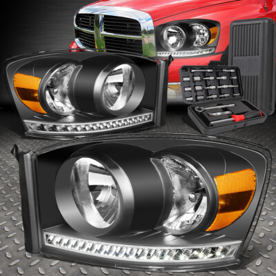 ДЛЯ ГРУЗОВИКА DODGE RAM 06-09 LED DRL ЧЕРНЫЕ ЯНТАРНЫЕ УГЛОВЫЕ ФАРЫ + НАБОР ИНСТРУМЕНТОВ