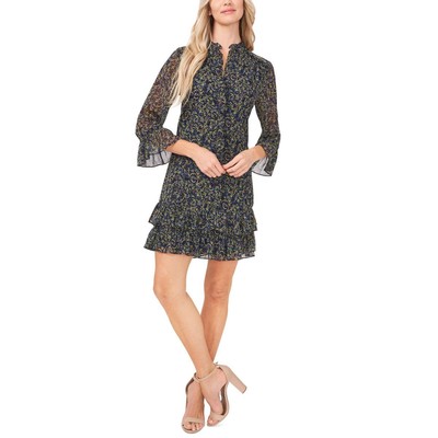 

Женское платье прямого кроя CeCe Flora Whispers темно-синего шифона с цветочным принтом  BHFO 0937, Classic navy