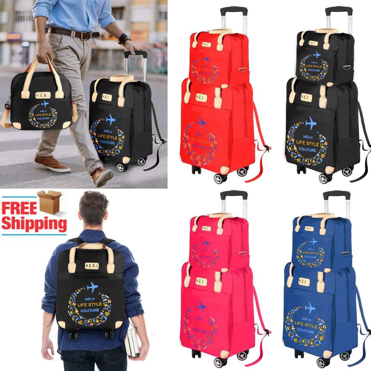 Duffel Spinner Wheeled Suitcase & Travel Tote Carry Bag