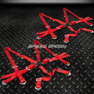 ПАРА 6-ТОЧЕЧНЫХ РЕГУЛИРУЕМЫХ ГОНОЧНЫХ РЕМНЕЙ БЕЗОПАСНОСТИ, 2 КРАСНЫХ РЕМЕШКА В СТИЛЕ CAMLOCK