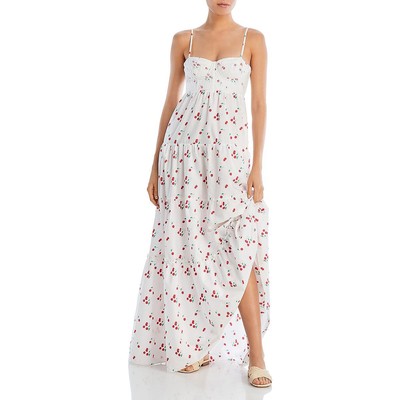 Женское белое макси-платье с многоярусным принтом Buster цвета морской волны XS BHFO 6054