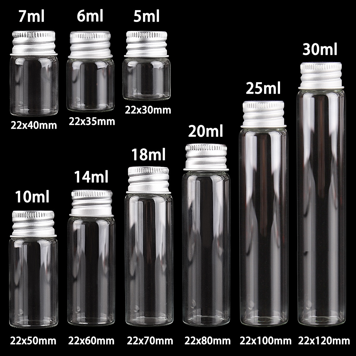 With Aluminum Lid 5ml/10/20/25/30ml 9 Sizes U-pick