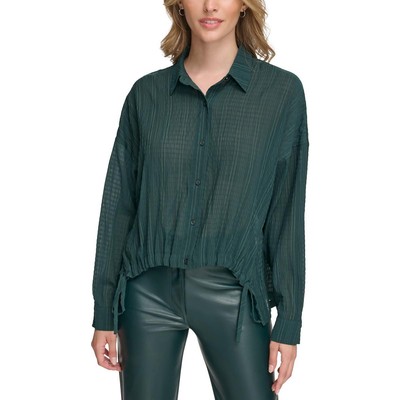 Женская зеленая рубашка на пуговицах с высоким воротником Calvin Klein XL BHFO 6280