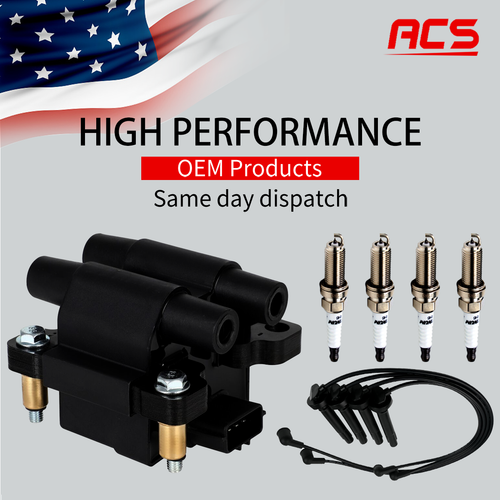 OEM Ignition Coil & 4X Iridium Spark Plugs & Wires for Subaru Impreza 2.5L UF538