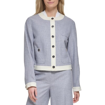 Женский синий блейзер без воротника с контрастной отделкой Tommy Hilfiger 6 BHFO 1864