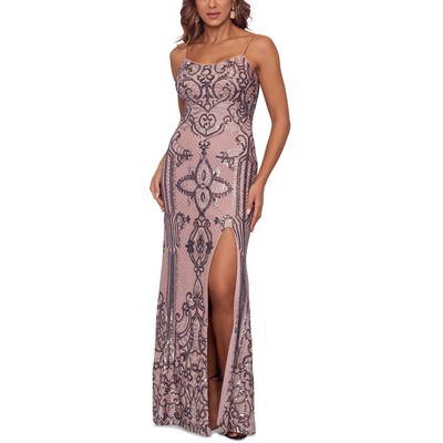 Женское бронзовое сетчатое вечернее платье для выпускного вечера с блестками Betsy & Adam, 4 BHFO 4461