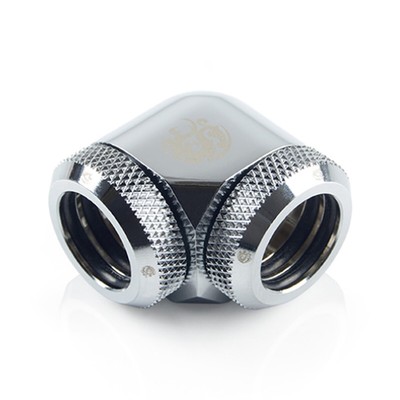 Bitspower Dual Enh Multi-Link Fitting, 14mm OD, 90 Degree Angle, Silver
