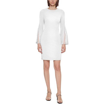 Женское белое платье-футляр длиной до колен с вставками от Calvin Klein Petites 4P BHFO 1924