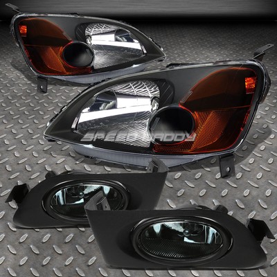 ЧЕРНЫЙ КОРПУС ФАР ГОЛОВНОГО СВЕТА С ЯНТАРНЫМИ УГЛАМИ + ТОНИРОВАННЫЕ ЛИНЗЫ ПРОТИВОТУМАННОЙ ФАРЫ OE ДЛЯ 01-03 CIVIC