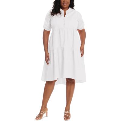 Женское белое дневное платье макси с высокой талией London Times Womens 22W BHFO 5430