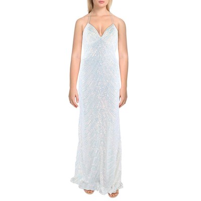 

Женское белое вечернее платье макси B. Darlin с пайетками для юниоров  BHFO 8009, Белый