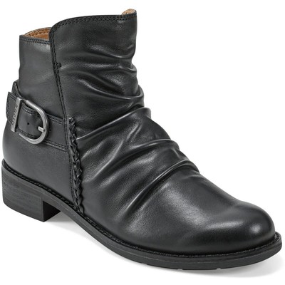 Earth Womens NAIRA Black Leather Ankle Boots Shoes 8.5 Wide (C,D,W) BHFO 2447