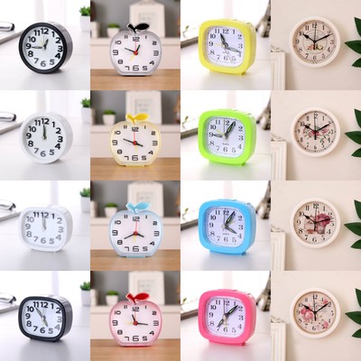 New Fashion Square Apple Silent Home Snooze Analog Candy Color Alarm Clock