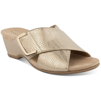 

Karen Scott Womens ELZAA Slip On Open Toe Повседневные сандалии на танкетке BHFO 2017, Soft gold scale, ELZAA
