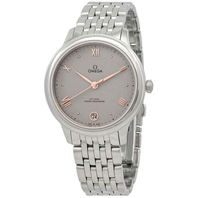 Женские часы Omega De Ville с автоматическим хронометром и серым циферблатом 434.10.34.20.02.002