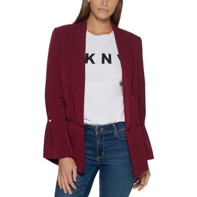 

DKNY Женский фиолетовый офисный блейзер из крепа с открытым передом Petites  BHFO 3178, Rhubarb