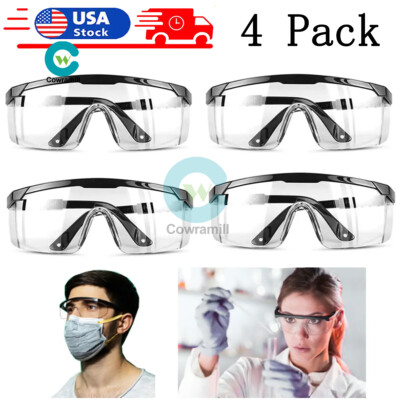 Safety Goggles 4pcs Protective Eye Glasses Chemical Lab Work Outdoor Anti Fog US