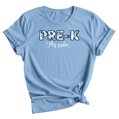 Personalised Pre-K T-Shirt Back To School Teacher Appreciation Gift Women Tee