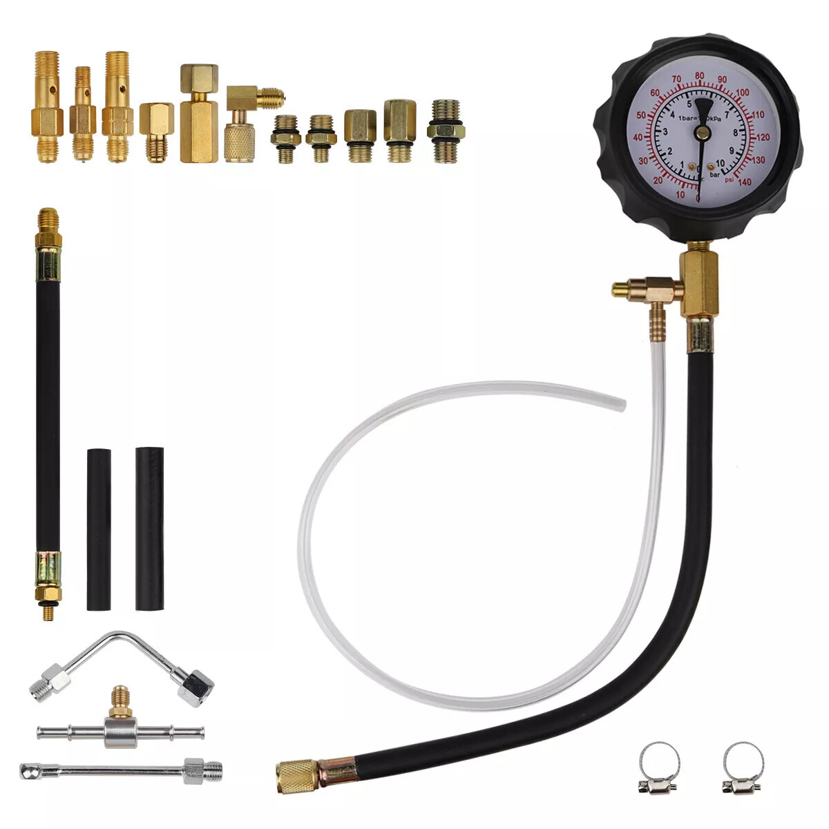 Fuel Injection Pump Pressure Tester Manometer Gauge Kit System Test Set -140 PSI
