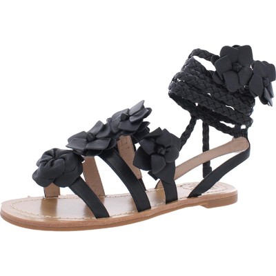 

Женские кожаные гладиаторы Tory Burch до щиколотки на плоской подошве, обувь BHFO 9971, Черный, Blossom