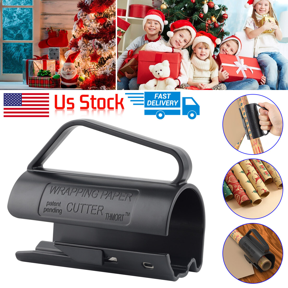 Roll Cutter With Easy Sliding Handle - Gift Wrap Holder