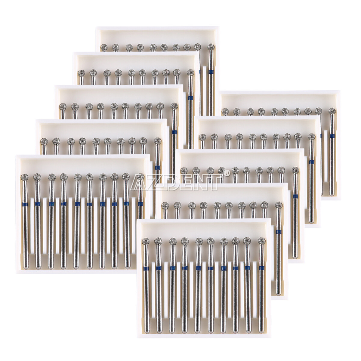 AZDENT Dental Diamond Burs Ball Round FG 1.6mm for High Speed Handpiece 25mm