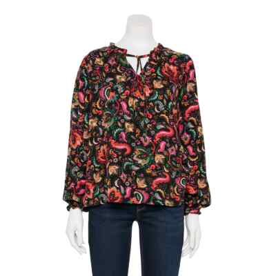 CROFT & BARROW SPLIT NECK LONG SLEEVE TOP SIZE XL NWT X-LARGE BLOUSE TEE SHIRT