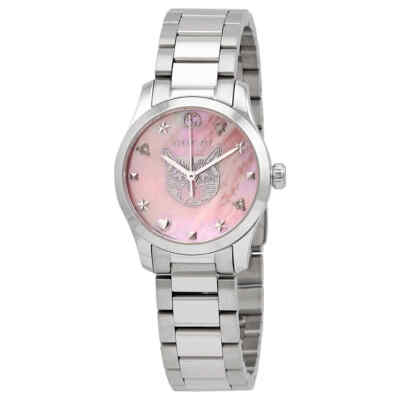Женские часы Gucci G-Timeless Quartz с розовым циферблатом со шваброй YA1265013
