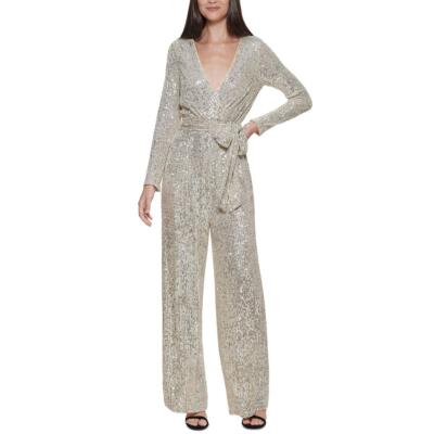 

Eliza J женский серебряный комбинезон с блестками и поясом Petites  BHFO 6865