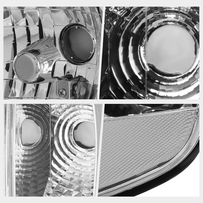 For 94-02 Dodge Ram 1500-3500 Chrome Housing Headlight Clear Corner Signal Lamps