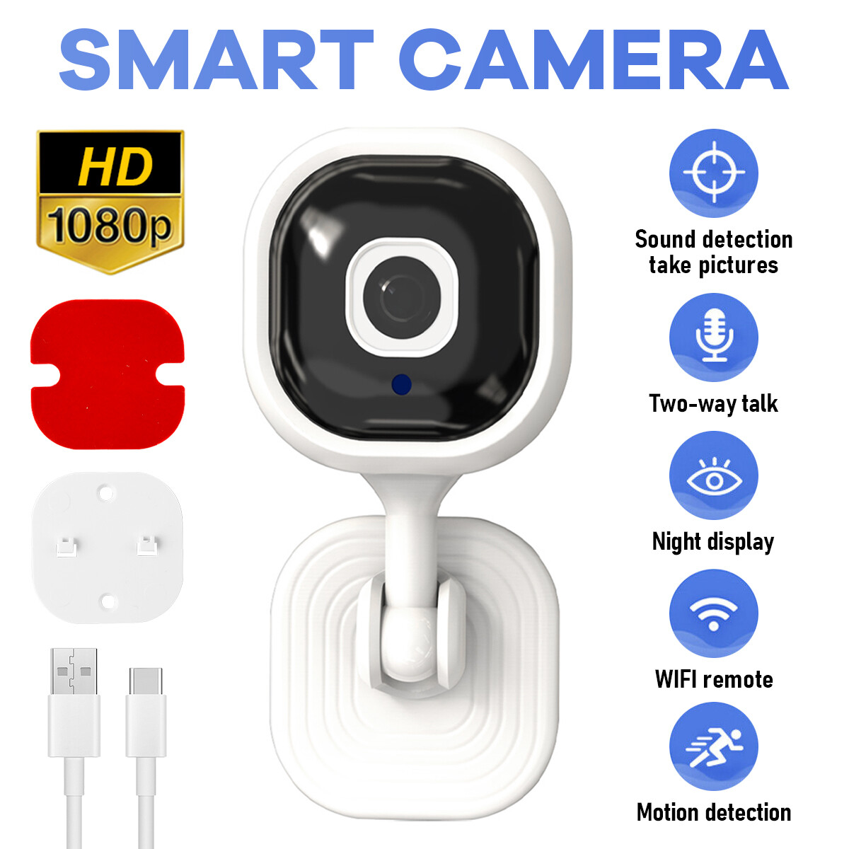 Dual  Mini Indoor Security Camera 2-way Audio Motion Detection Camera Single