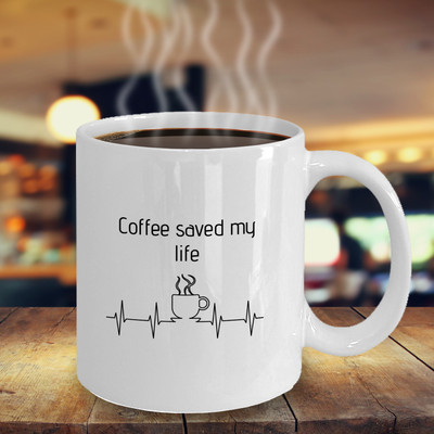 Funny Coffee saved my life mug cup idea EKG medical professional men women