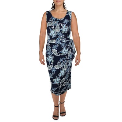 

Женское темно-синее длинное платье с запахом и принтом Signature By Robbie Bee Plus  BHFO 5636, Navy
