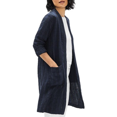 

Женский темно-синий кардиган с открытой передней частью Eileen Fisher, пиджак-блейзер,  BHFO 4674, Indigo