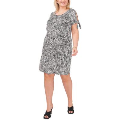 

MSK Women Женское вязаное платье прямого кроя до колен с животным принтом Plus BHFO 4038, Цвет слоновой кости