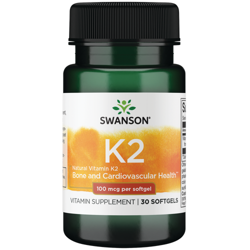 Swanson Vitamin K2, Натуральный, Витаминная добавка, Натуральный, 100 мкг/ 30 мягких капсул