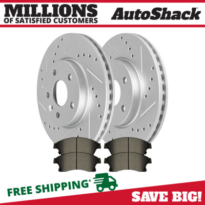 Front Drilled Slotted Brake Rotors Silver & Pads for Chevy Sonic Cruze Limited