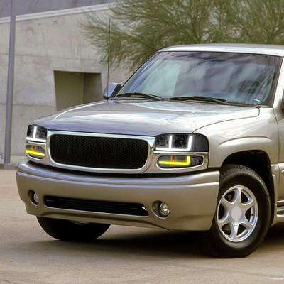 For 02-06 GMC Sierra/Yukon 1500 Denali OE Style LED DRL Headlights Smoked/Clear