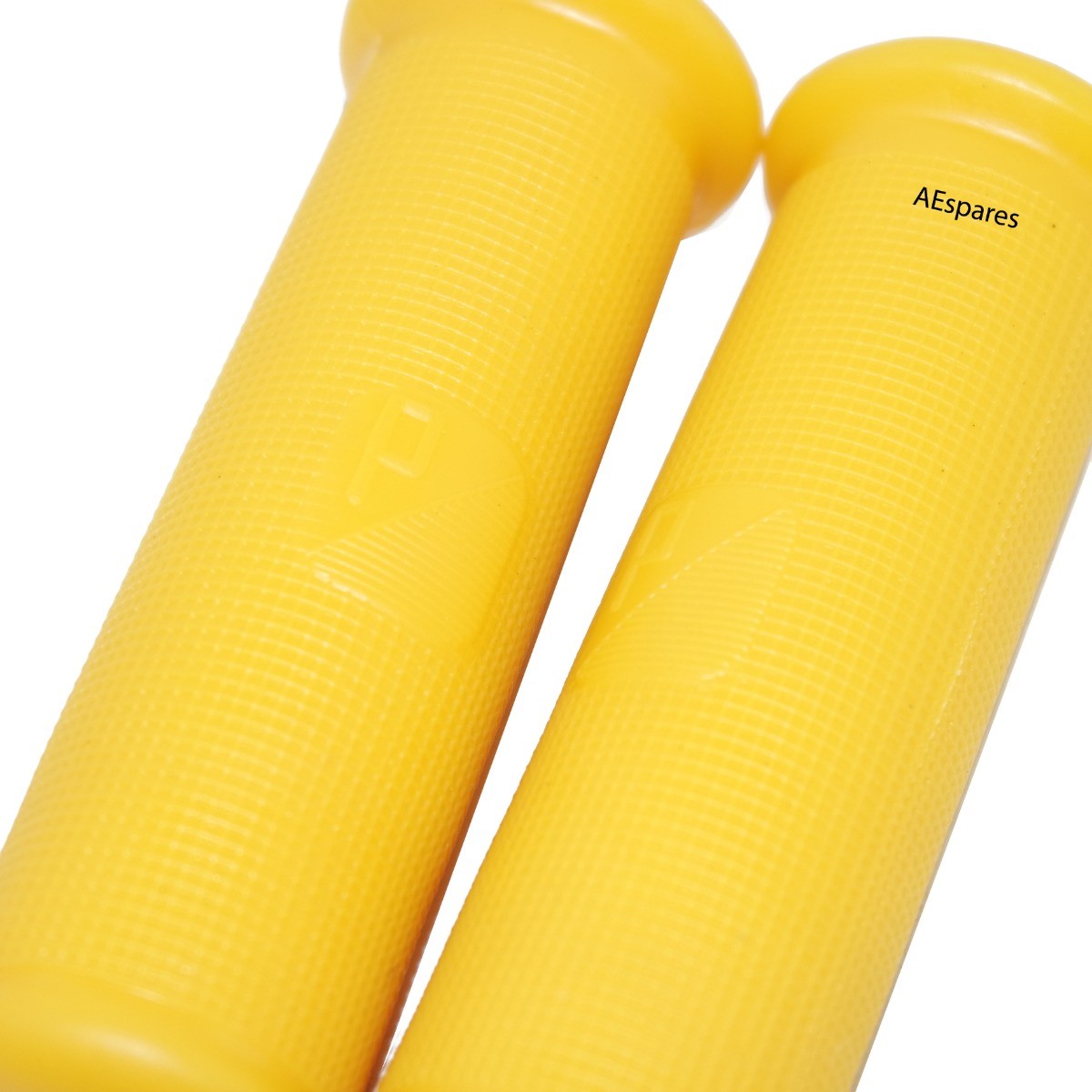 Yellow Colour Twist Headset Rubber Grip Pair Vespa Sprint VBA VBB 22mm HOLE P LOGO 