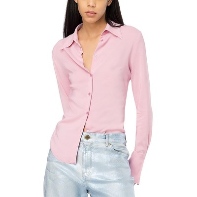 PINKO Womens Pink Collar Casual Buttons Button-Down Top Shirt 4 BHFO 2471