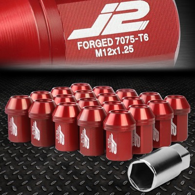J2 ENGINEERING 7075 АЛЮМИНИЙ M12X1.25 20ШТ 35 ММ ГАЙКА С ЗАКРЫТЫМ НАКОНЕЧНИКОМ + ПЕРЕХОДНИК КРАСНЫЙ