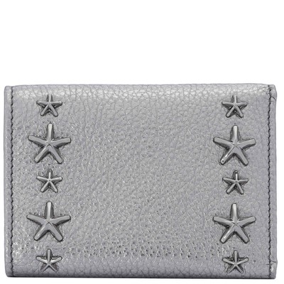 Pre-owned Jimmy Choo Ladies Nemo Leather Star Tri-fold Wallet Nemo Uur Gun Metal/dark