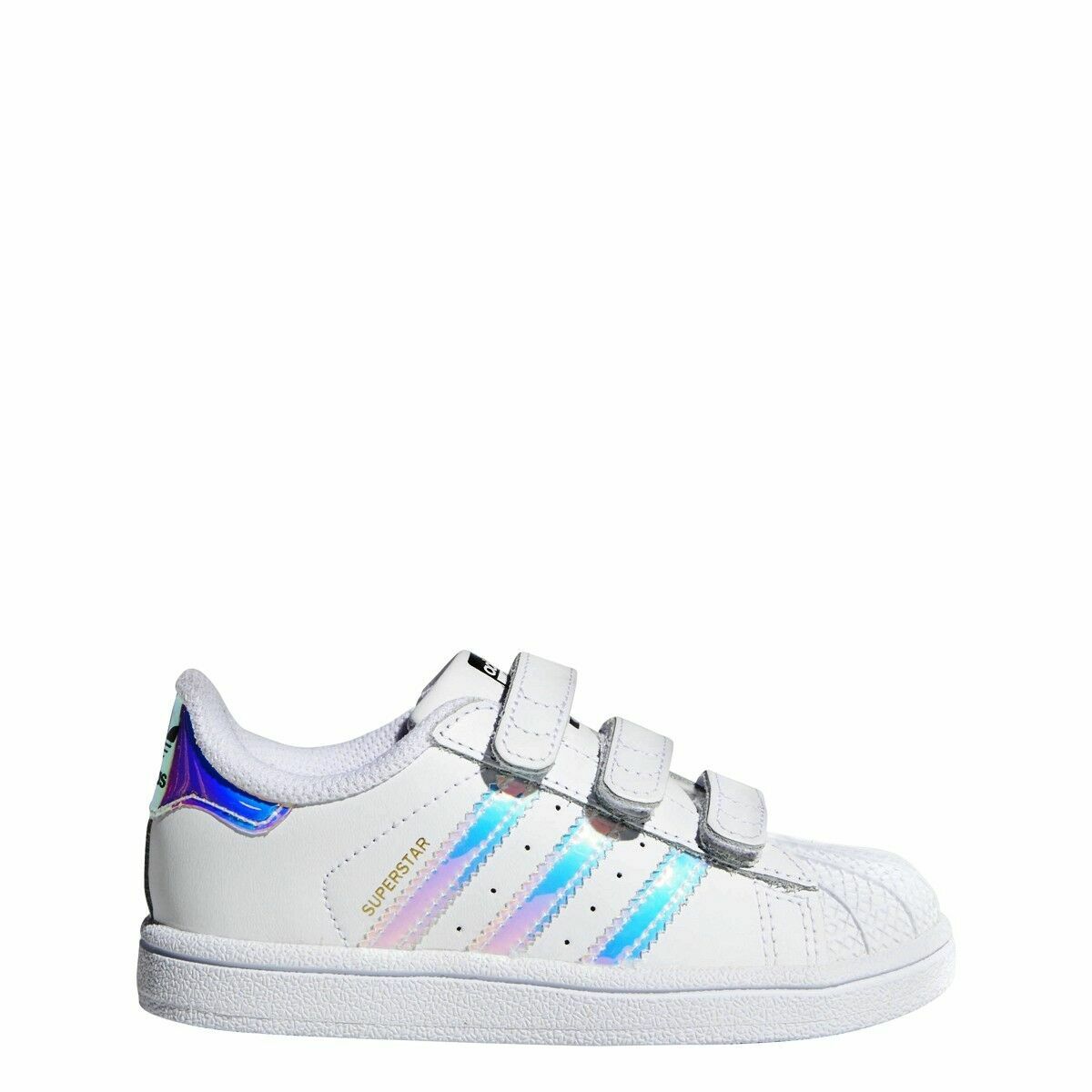 adidas superstar white & metallic silver girls shoes