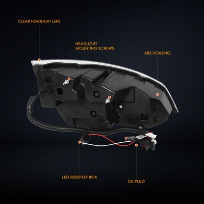 For 18-24 Freightliner Cascadia Quad Square Halo LED DRL Projector Headlights