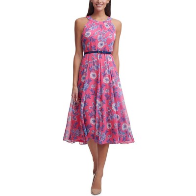 

Женское платье миди Tommy Hilfiger с цветочным принтом и поясом без рукавов BHFO 2603, Rosette/blue