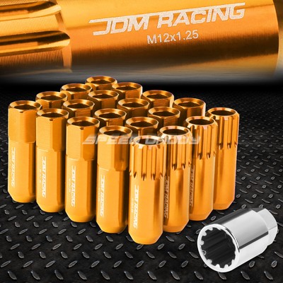 ОРАНЖЕВЫЙ АЛЮМИНИЕВЫЙ ШЛИЦ С ОТКРЫТЫМ КОНЦОМ, 16 ВЫСТУПОВ + 4 КОНТРГАЙКИ + КЛЮЧ M12X1.25 60 ММ 20 ММ