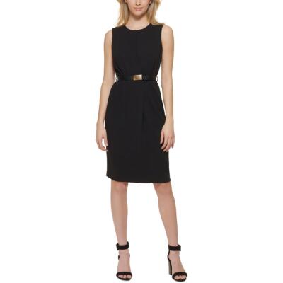 

Calvin Klein Женское черное плиссированное платье-футляр длиной до колена  BHFO 3489, Черный